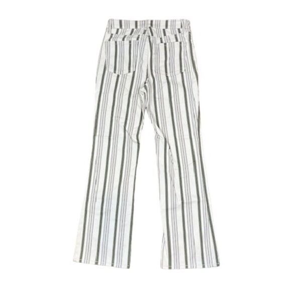 Forever 21 High Rise Flare Striped Pants Olive White Size Small Retro Boho - Picture 6 of 8